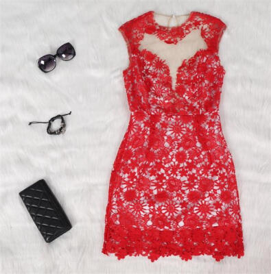 

Lovaru ™ 2015 new fashion red flower lace mini dress sexy dress summer style hot sale casual dress party dress evening dress