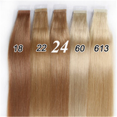 

Tape In Human Hair Extensions Natural Color #18 #22 #24 #60 #613 Brazilian Peruvian Indian Malaysian Skin Wefts Remy Hair 40g/lot