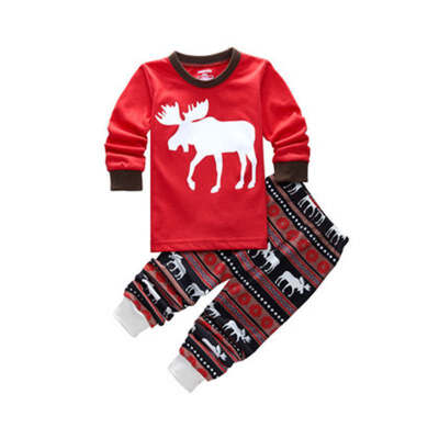 

Christmas Children Boys Girls Clothing Cotton Autumn Winter Santa Claus 2PCS Long Sleeve + Pant Suit Baby Girls Boys Clothes Set