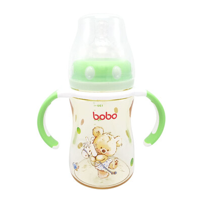 

Le Bao bobo bottle wide caliber with straw with handle baby baby PPSU bottle 160ml green for more than 12 months