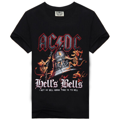 

Men's Black 3D Graphics Printed Rock Skull Pattern Short Sleeve T-Shirt Top Tee Shirt M-XXXL（ACDC Hell Bells）