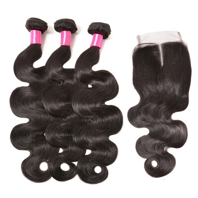 

Hair Malaysian Virgin Hair Body Wave 3 Bundles and Closure 400g Unprocessed Human Hair Weave Extension With Lace Closure