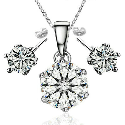 

Yoursfs® 18K White Gold Plated Simulated Diamond Necklace and Earring Set Use Clear Austrian Crystal Bridal Jewelry Set