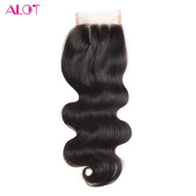 

ALOT Peruvian Body Wave Lace Closure Free / Middle /Three Part Hair Natural Color 100% Human Hair Closure 4"x4" Swiss Lace