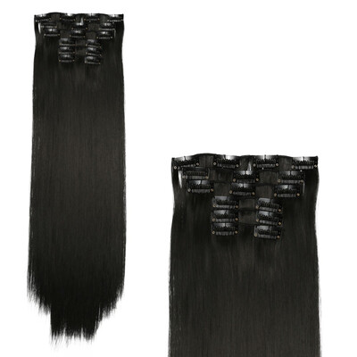 

StrongBeauty 24" Straight 6 PCS Set Thick Hairpiece Clips in on Synthetic Hair Extensions Hair pieces for Women 16 Clips