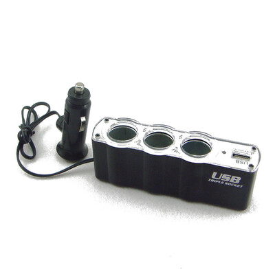 

Мути 1to3 автомобилей прикуривателя адаптер питания Подключите DC 12V / 24V + 1 USB-порт