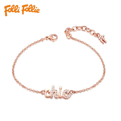 

Folli Follie Folli Follie Ladies письмо гальваническим розового золота подарок браслет подруги день рождения 3B16T025RC