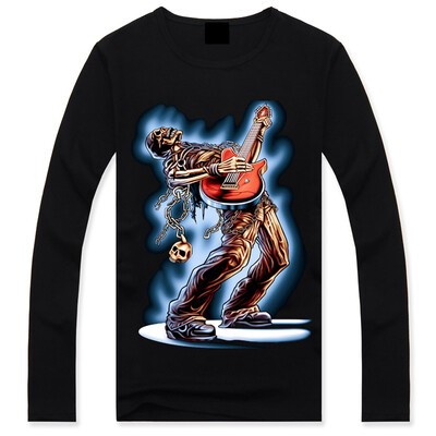 

Men's Black 3D Graphics Printed Rock Skull Pattern Long Sleeve T-Shirt Top Tee Shirt M-XXXL(Rock Star)