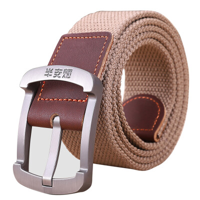 

Half cigarette canvas belt men&39s belt smooth buckle youth Korean version of the belt pin buckle casual outdoor students B-170540 Khaki 115