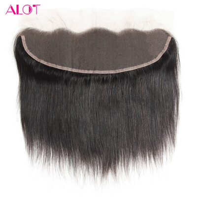 

ALOT Hair Peruvian Virgin Hair Lace Frontal Closure Прямые человеческие волосы Clsoure 13x4 Ухо для ушей Закрытие с детскими волосами 8-20 дюймов