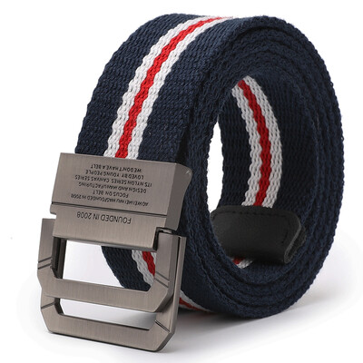 

Extreme JEVI Outdoor Sports Casual Canvas Belt Mens Double Ring Buckle Belt Teen Student Trend Fashion Pants Belt YD-3153 Red White Blue Length 115cm