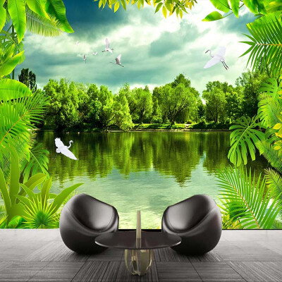 

Custom 3D Photo Wallpaper Tropical Rain Forest Green Natural Landscape Photography Background Decor Wall Painting Large Murals