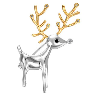 

Yoursfs Sika Deer Brooch Black Eye Crystal Yellow Antler Cute Christmas Brooch Simple