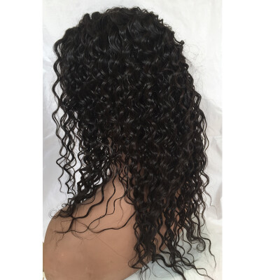 

Full Lace Human Hair Wig For Black Women Deep Wave Natural Color Non Remy Brazilian Hair Wig With Pre Plucked