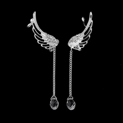 

Angel Wing Crystal Silver Plated Earrings Drop Dangle Ear Stud Cuff Clip