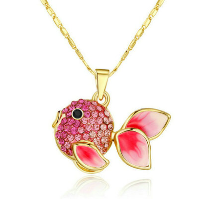 

yoursfs ® 18k покрытием из желтого золота, симпатичная рыбка ожерелье использовать розовые австрийского кристалл моды камней ожерелье