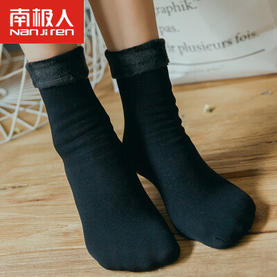 

Antarctic Nanjiren socks female autumn&winter warm socks plus velvet thickening floor socks in the tube fashion towel socks black code