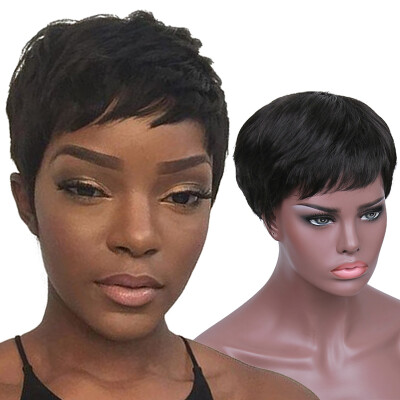 

AISI HAIR Female Wig Short Straight Black Wigs for Black Women Natural Look Short Black Wig Heat Resistant Fiber