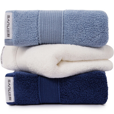 

Sanli five-star hotel towel 3 loaded 165g Pure Cotton A thickened soft absorbent face washing towel 35 × 76cm blue white cyan