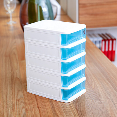 

Citylong Plastic Desktop Storage Cabinet Small Three-Layer Drawer Cabinet Desktop Small Jewelry Storage Box Ice Blue 18L 5056