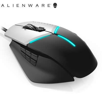 

Alienware Elite version AW958 gaming mouse AlienFX lighting effect 12000DPI-5 file Feimin set 13 programmable buttons black silver