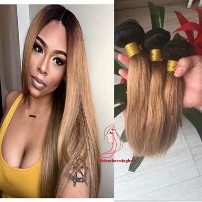 

Ombre Brazilian Hair Dark Blonde Color Hair Weft 1PCS T1B27 Human Hair Bundles Non-Remy Hair Free Shipping