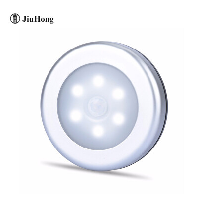 

1pc Led Night Pir Motion Sensor Round Cabinet Energy Saving Wall Lamp Lighting By AAA Battery For Closet Bedroom