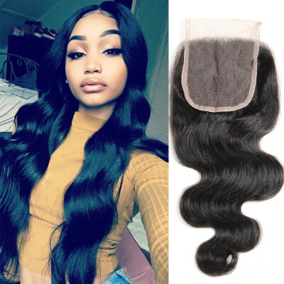 

Hot Sale Malaysian Body Wave Closure 4*4 Malaysian Lace Closure With Bleached Knots Cheap Closures With Free Shipping