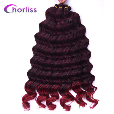 

Chorliss 22" Deep Wave Hair Crochet Braids Black Synthetic Ombre Braiding Hair Extensions 80g/pack