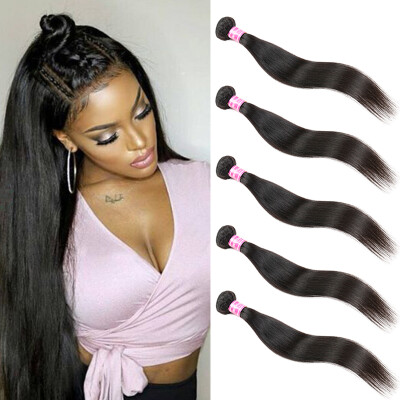 

Brazilian Virgin Human Straight Hair Extension 5 Bundles 8A Mink Remy Peruvian Indian Malaysian Human Hair Weave Wefts