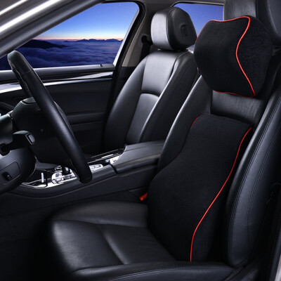 

JUANYUE Auto headrest lumbar support suit space memory cotton lumbar cushion car office waistband black
