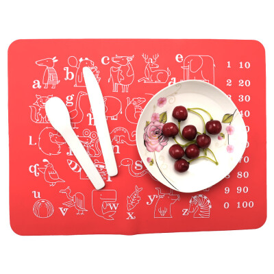 

Children Alphabet Animals Silicone Placemats Waterproof Heat Resistant Babies Dining Desk Mats Coasters