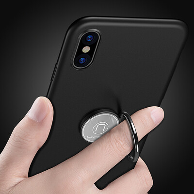 

KOOLIFE Apple X Mobile Shell Cover Креативный мобильный телефон Держатель для мобильного телефона iPhoneX / 10 Scrub Hard Shell Anti-fall Shell Мужчины и женщины Применимо для Apple iPhone x- Black