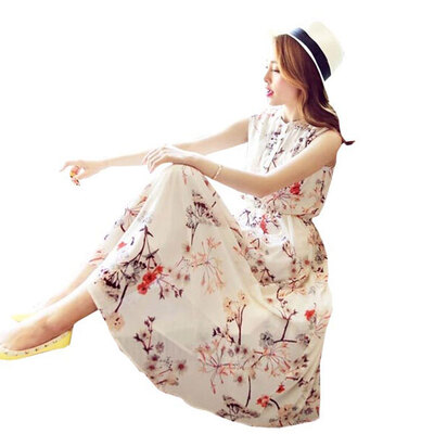 

Lovaru ™New fashion Chiffon dress 2015 new women's clothing printing long sleeveless dresses