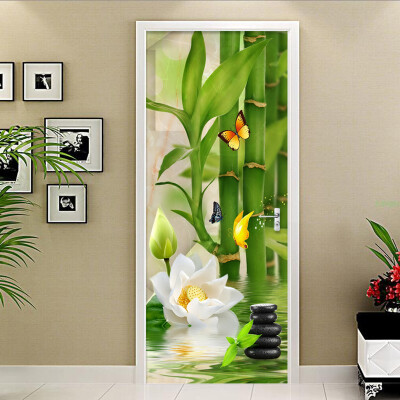 

PVC Waterproof Bamboo Door Sticker Wallpaper Living Room Study Background Wall Covering Mural Chinese Style Home Decor 77cmx200cm