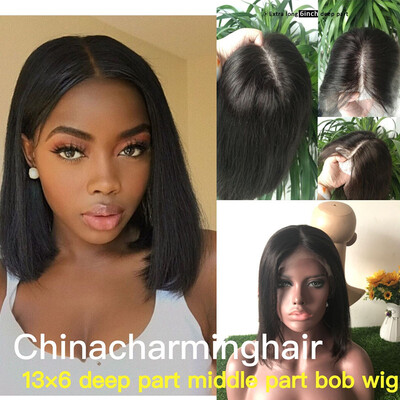 

13x6 Brazilian Bob Wig Lace Front Human Hair Wigs For Black Women Remy Glueless Short Cut Bob Wigs With Baby Hair