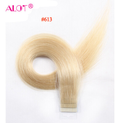 

Alot Straight Human Hair Extensions Tap In Hair Color 18 22 24 60 613 PU Hair 18 inch 22 inch
