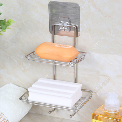 

Stainless steel soap box holder soap box drain soap drag double soap holder with hook