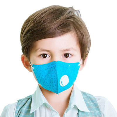 

BestAir graphene-based childrens anti-haze mask KN95 black gold filter with folding bellows respiratory valve PM25 anti-pollen particles 2 installed light blue