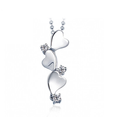 

Yoursfs® 925 Silver Hearts Pendant Necklace Fashion Silver Jewelry