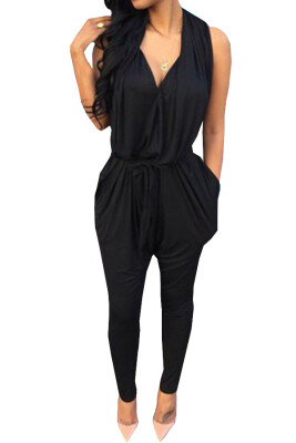 

Lovaru ™summer style 2015 new fashion women summer black or gray solid sleeveless sexy casual jumpsuit