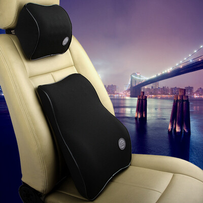 

Car home ICAROOM car headrest lumbar suit memory cotton car waist back cushion lumbar pillow car headrest neck pillow pillow ZTZY-003B black