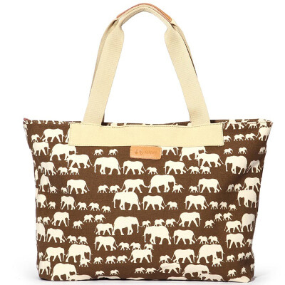 

Yi Xiu Xiangxiang small elephant printing series casual canvas women's shoulder bag handbag cute wind travel bag BFK011793 deep khaki