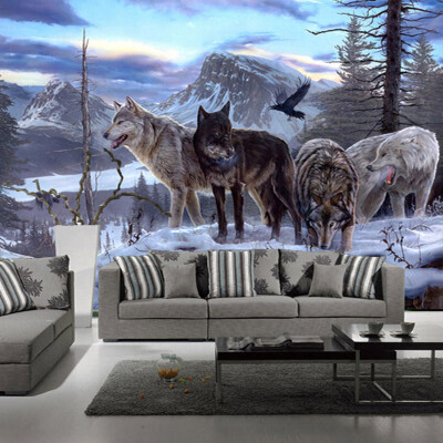 

Modern Home Improvement Custom 3D Photo Wallpapers Lifelike Animals Snowy Wolf Backdrop Murals For Study Room Papel De Parede