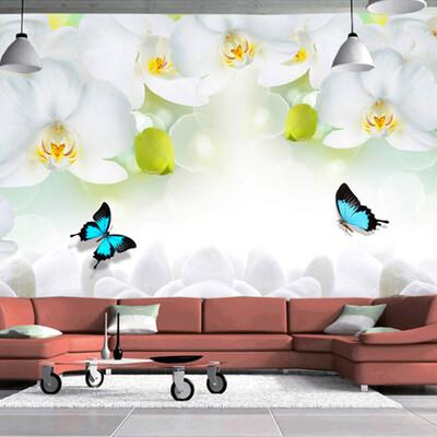

Custom 3D Mural Wallpaper Modern White Orchid Non-woven Wallpaper Printed Living Room Sofa TV Background Wall Covering Paper
