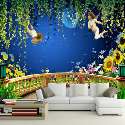 

Custom Photo Wall Paper Angel To Send Blessing 3D Stereo Balcony Space Background Wall Mural Children Room Bedroom Wallpaper-3D