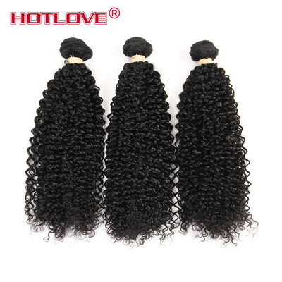 

HOTLOVE Hair Brazilian Kinky Curly Hair 3 Bundles Human Hair Extensions 10-28 Inch Natural Color Virgin Hair Weave Can Be Dyed