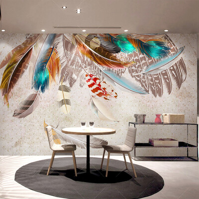 

Fashion Colorful Feather 3D Mural Wallpaper Modern Abstract Art Living Room Restaurant Background Wall Paper Creative Home Decor
