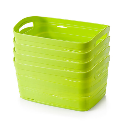 

JEKO&JEKO plastic finishing storage basket 4 Pack storage basket toy file rack finishing basket desktop weaving basket medium white SWB-6123