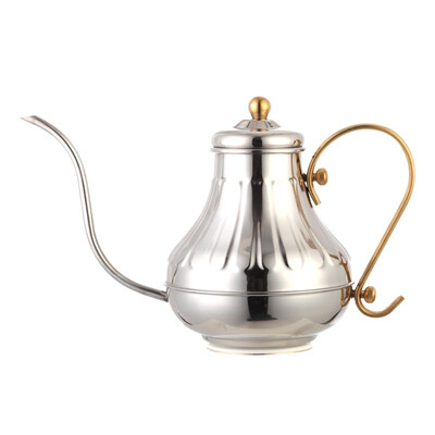

Yami Yami 450cc stainless steel stripes court hand red mouth coffee pot YM8150